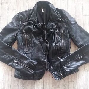 Free People Faux Black Leather Jacket